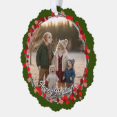 Hand Drawn Winter Berries Wreath Photo Ornament Kaart (Links)