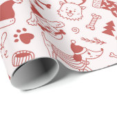 Hand-Drawn Winter Dog Doodle Wrapping Paper Roll Cadeaupapier (Rol Hoek)