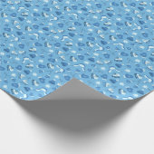 Hand Drawn Winter Pattern Blue Wrapping Paper Roll Cadeaupapier (Hoek)