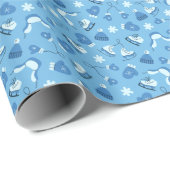 Hand Drawn Winter Pattern Blue Wrapping Paper Roll Cadeaupapier (Rol Hoek)