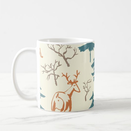 Hand drawn winter seamless pattern with deer and p koffiemok (Links)