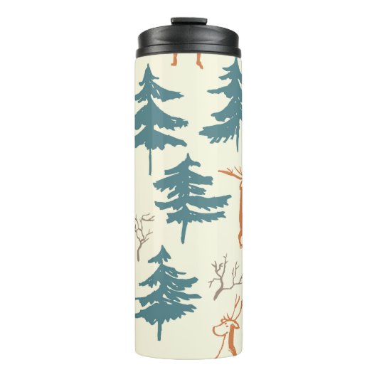 Hand drawn winter seamless pattern with deer and p thermosbeker (Voorkant)