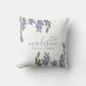Hand Drawn Wisteria Birth Stats Nursery Pillow Kussen (Voorkant)