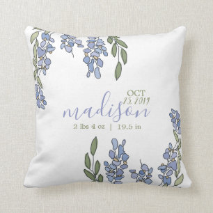 Hand Drawn Wisteria Birth Stats Nursery Pillow Kussen