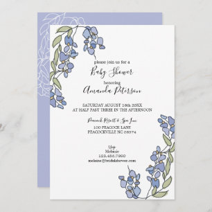 Hand Drawn Wisteria Floral Baby shower Kaart