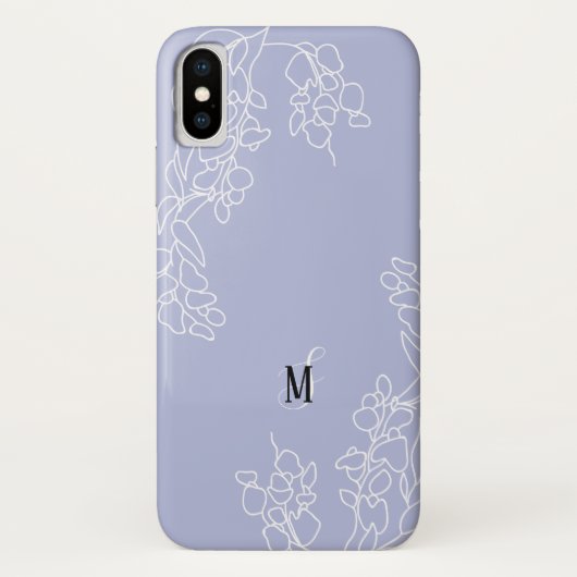 Hand Drawn Wisteria Floral Monogram Case-Mate iPhone Case (Achterkant)