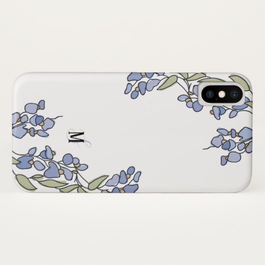 Hand Drawn Wisteria Floral Monogram Case-Mate iPhone Case (Achterkant (horizontaal))