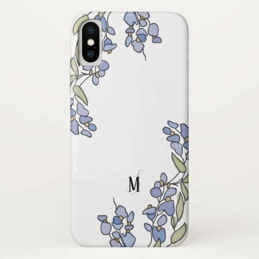 Hand Drawn Wisteria Floral Monogram Case-Mate iPhone Case (Achterkant)