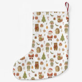 Hand Drawn Woodland Animals Christmas Stocking Kleine Kerstsok (Achterkant)
