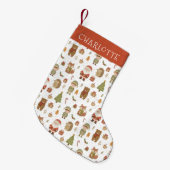 Hand Drawn Woodland Animals Christmas Stocking Kleine Kerstsok (Voorkant (Hangend))