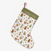 Hand Drawn Woodland Animals Christmas Stocking Kleine Kerstsok (Voorkant (Hangend))