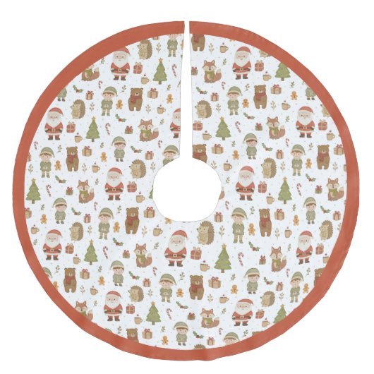 Hand Drawn Woodland Animals Christmas - Tree Skirt Kerstboom Rok (Voorkant)