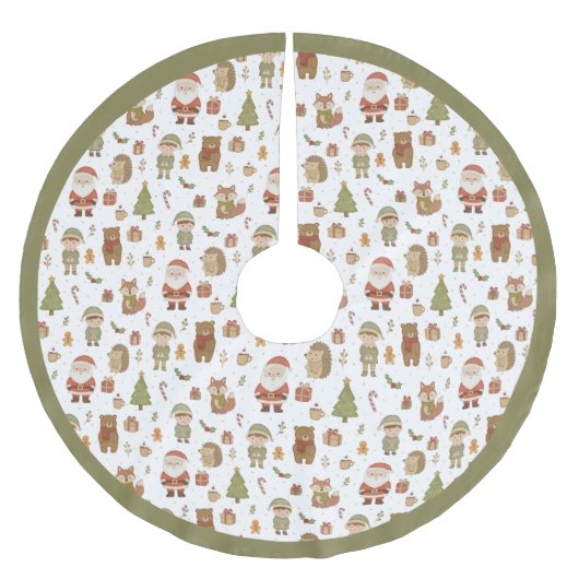 Hand Drawn Woodland Animals Christmas - Tree Skirt Kerstboom Rok (Voorkant)