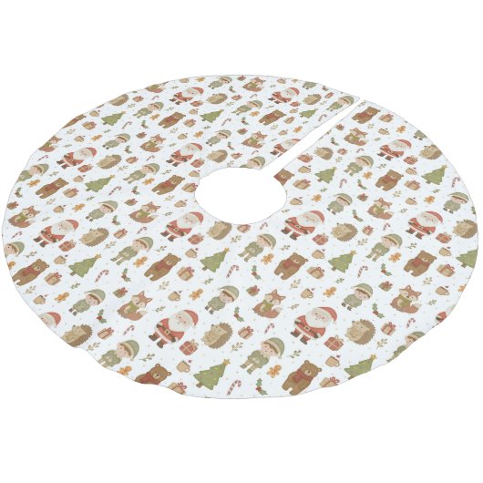 Hand Drawn Woodland Animals Christmas Tree Skirt Kerstboom Rok (Gekanteld)