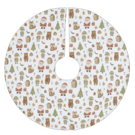 Hand Drawn Woodland Animals Christmas Tree Skirt Kerstboom Rok