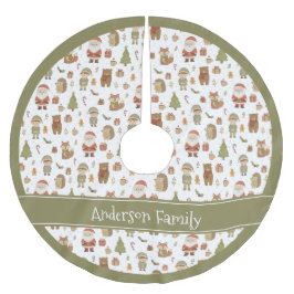 Hand Drawn Woodland Animals - Christmas Tree Skirt Kerstboom Rok