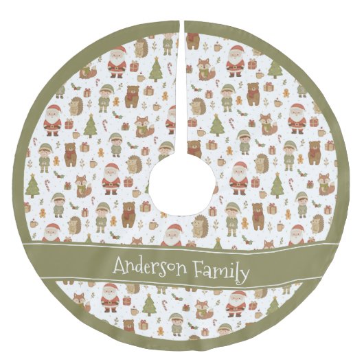 Hand Drawn Woodland Animals - Christmas Tree Skirt Kerstboom Rok (Voorkant)