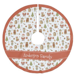 Hand Drawn Woodland Animals - Christmas Tree Skirt Kerstboom Rok