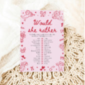 Hand Drawn Would She Rather Bridal Shower Game Kaart
