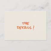 Hand Drawn Written Blue Orange Wedding Details  Informatiekaartje (Achterkant)