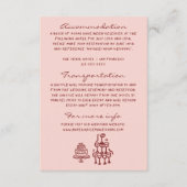 Hand Drawn Written Pink Burgundy Wedding Details Informatiekaartje (Voorkant)