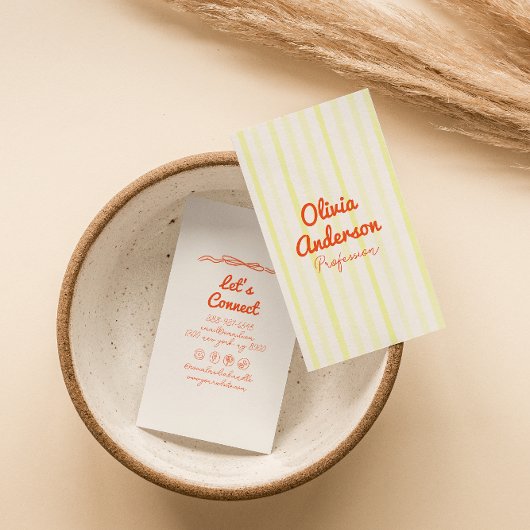 Hand Drawn Written Yellow Orange Bold  Boho Unique Visitekaartje