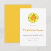 Hand Drawn Yellow Oranje Sunflower Kaart (Voorkant / Achterkant)