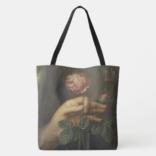 Hand & een Roos Tote Bag (Achterkant)
