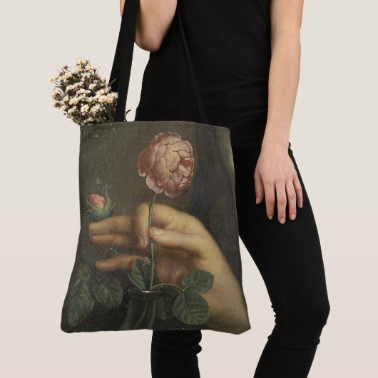 Hand & een Roos Tote Bag (Dichtbij)