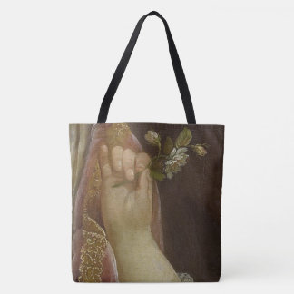 Hand en bloemen tote bag