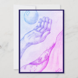 Hand en bol - Blauw Kaart