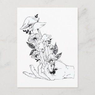 Hand en champignons briefkaart