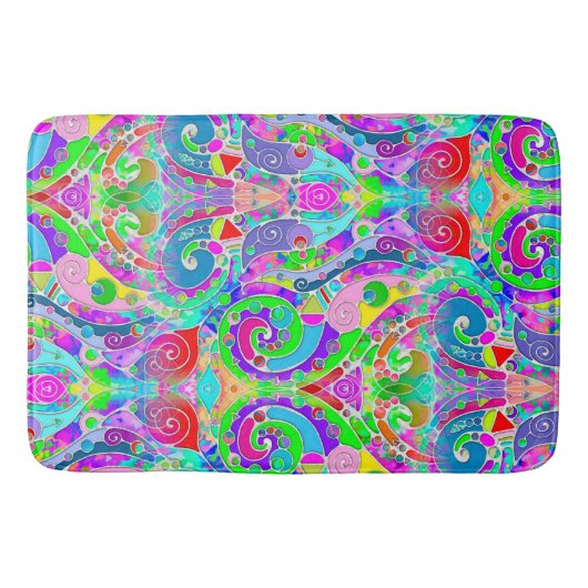 Hand- en digitaal gekleurd patroon art 22 badmat (Voorkant)