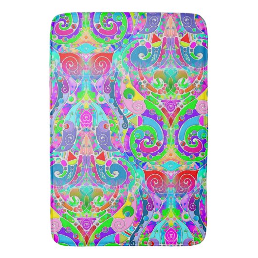 Hand- en digitaal gekleurd patroon art 22 badmat (Voorkant Verticaal)