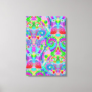 Hand- en digitaal gekleurd patroon art 22 canvas afdruk