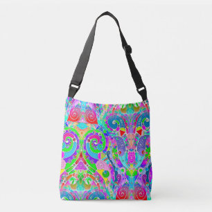 Hand- en digitaal gekleurd patroon art 22 crossbody tas