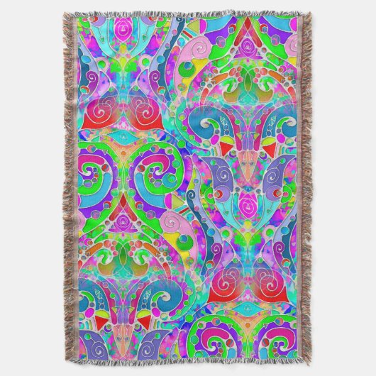 Hand- en digitaal gekleurd patroon art 22 deken (Voorkant Verticaal)