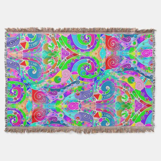 Hand- en digitaal gekleurd patroon art 22 deken (Voorkant)