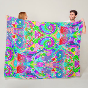 Hand- en digitaal gekleurd patroon art 22 fleece deken
