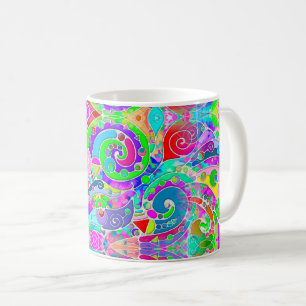 Hand- en digitaal gekleurd patroon art 22 koffiemok