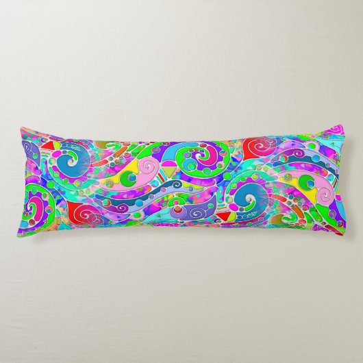 Hand- en digitaal gekleurd patroon art 22 lichaamskussen (Voorkant)