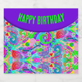 Hand- en digitaal gekleurd patroon art 22 likeurfles etiket (Enkel label)