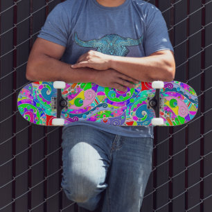 Hand- en digitaal gekleurd patroon art 22 persoonlijk skateboard