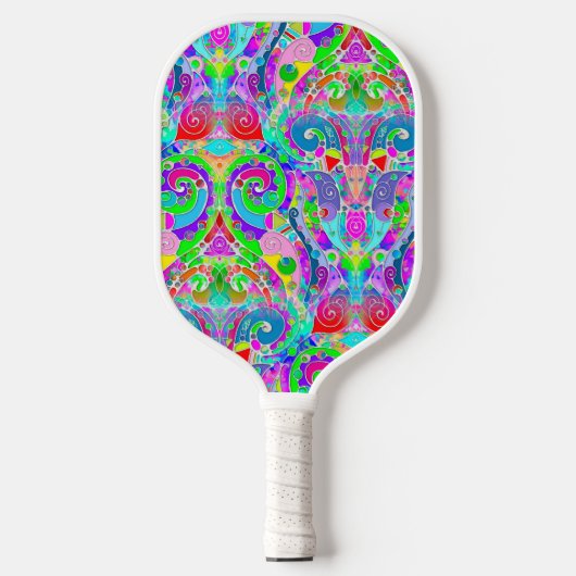 Hand- en digitaal gekleurd patroon art 22 pickleball paddle (Voorkant)