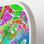 Hand- en digitaal gekleurd patroon art 22 pickleball paddle (Links Detail)