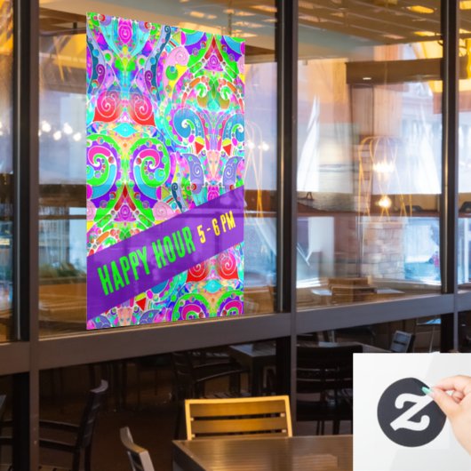 Hand- en digitaal gekleurd patroon art 22 raamsticker (Restaurant Raam)