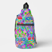Hand- en digitaal gekleurd patroon art 22 sling bag (Voorkant)