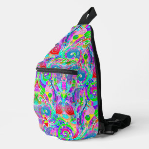 Hand- en digitaal gekleurd patroon art 22 sling bag