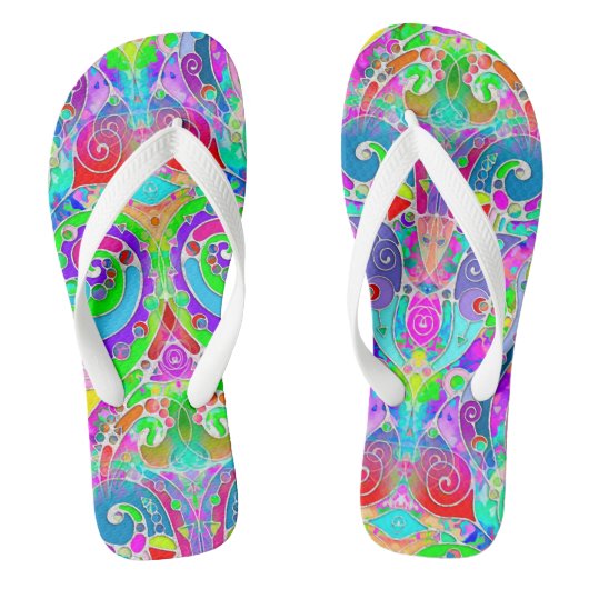 Hand- en digitaal gekleurd patroon art 22 teenslippers (Voetbed)