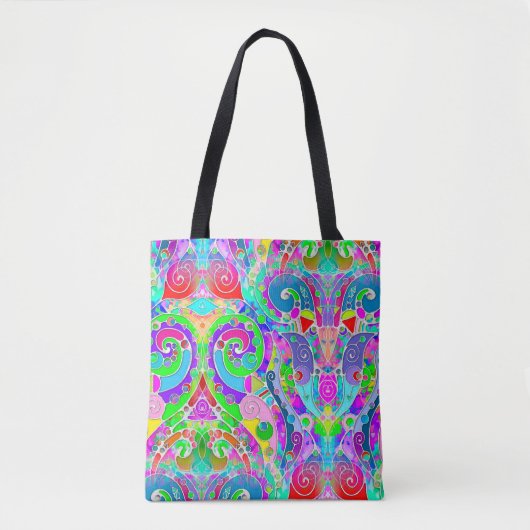 Hand- en digitaal gekleurd patroon art 22 tote bag (Voorkant)